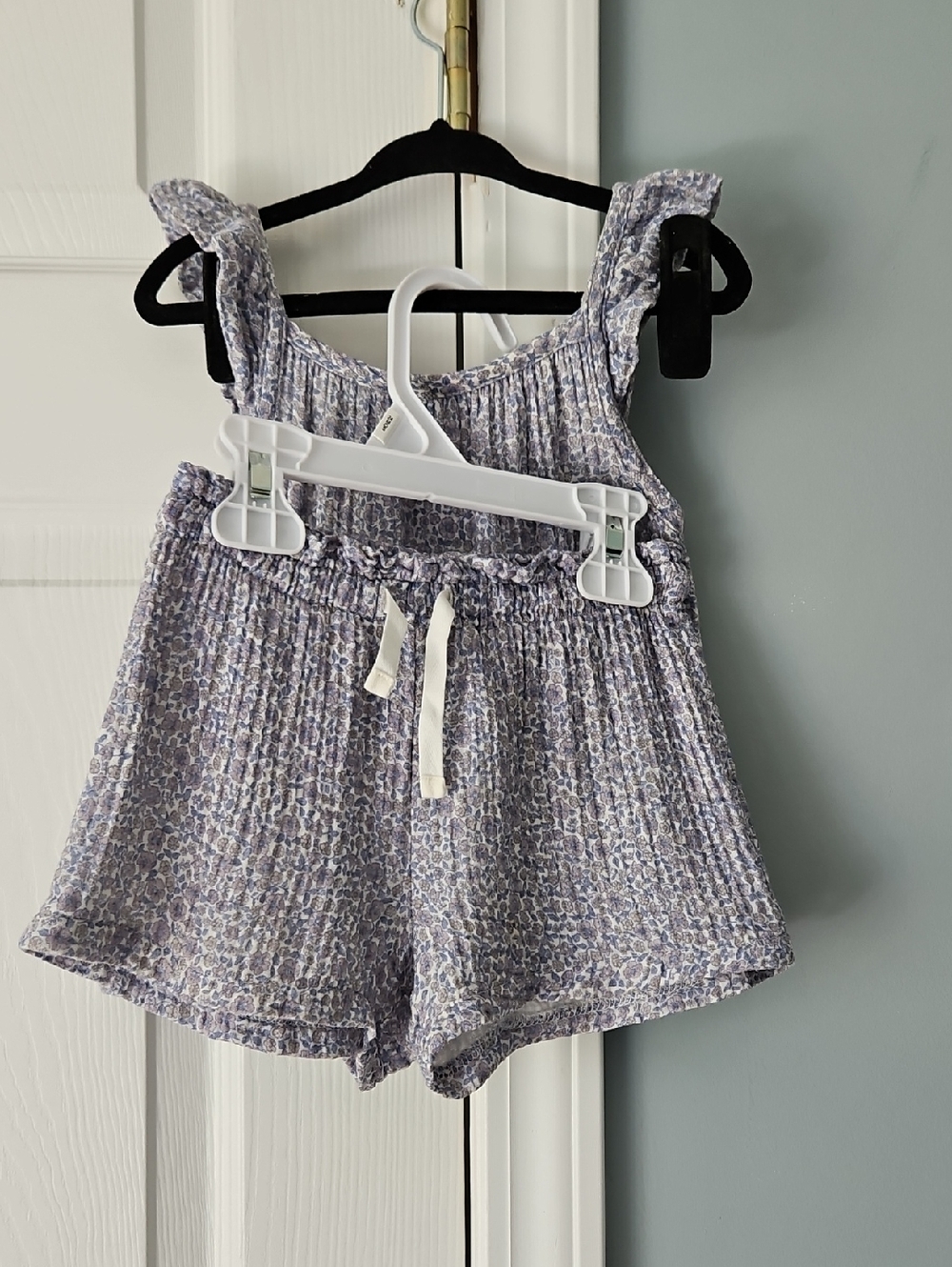 Girls' Blue Lavender Floral Tank Shorts Set